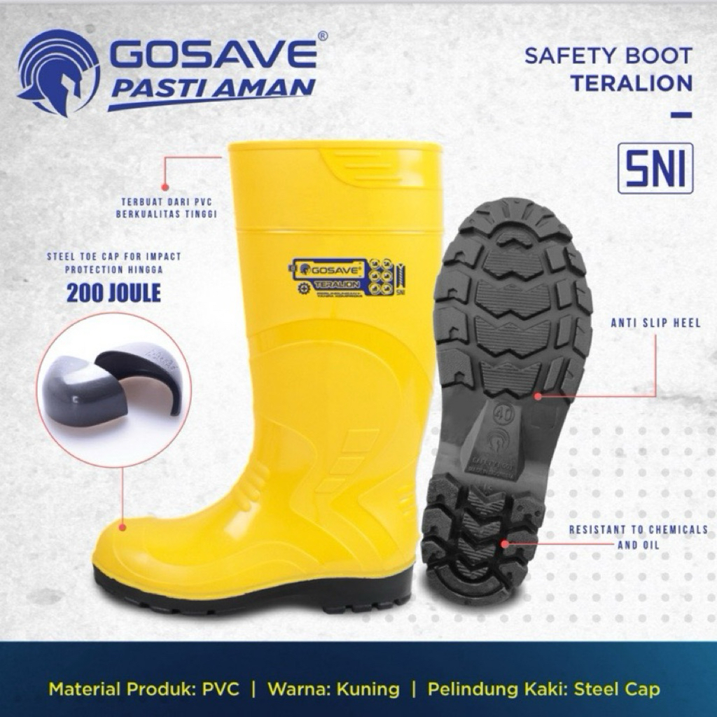 Jual Sepatu Boot Karet Safety Gosave Teralion (Standard SNI) | Shopee ...