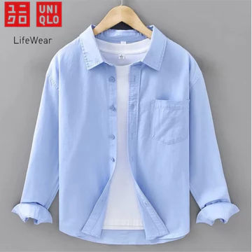 Kemeja Putih Uniqlo Pria Lengan Panjang Slim Fit