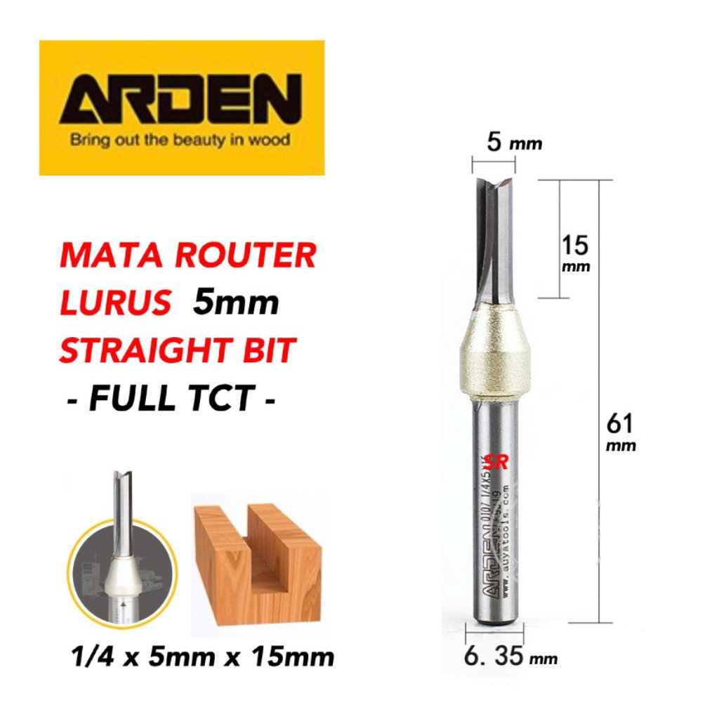 Jual Mata Router/ Profil Lurus 5mm × 15mm As 1/4 Inch Full TCT ...