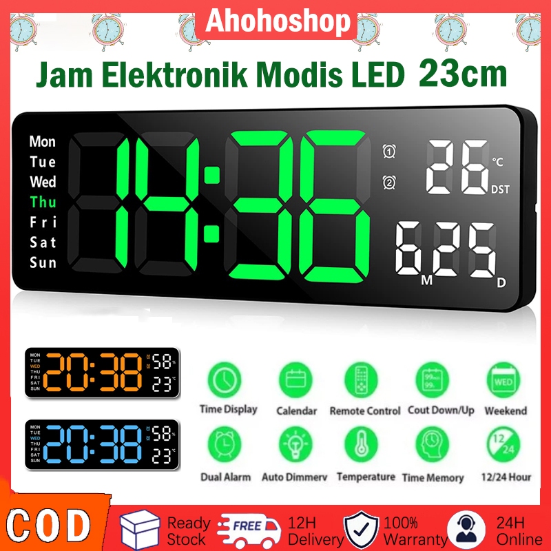 Jual Jam Tampilan Layar Besar LED Jam Digital Nordik Jam Dinding Ruang ...