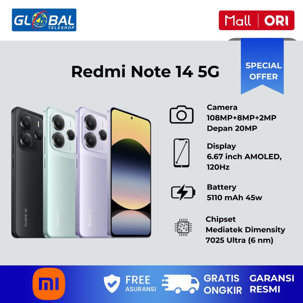 Xiaomi Redmi Note 14 5G 12/512GB 8/256GB Note 14 4G 8/256GB 8/128GB  Garansi Resmi Xiaomi Indonesia