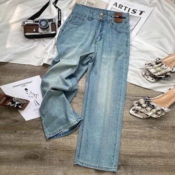 Elegan.Girl Cleana Kulot Jeans Panjang Wanita Reguler Straigth Celana Gombrone Loose Pant