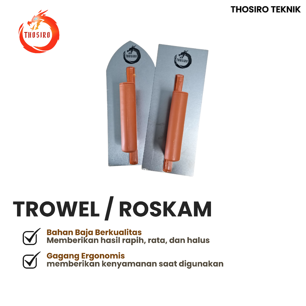 Jual THOSIRO Trowel Roskam Plat Baja Gagang Nyaman Permukaan Rata dan ...