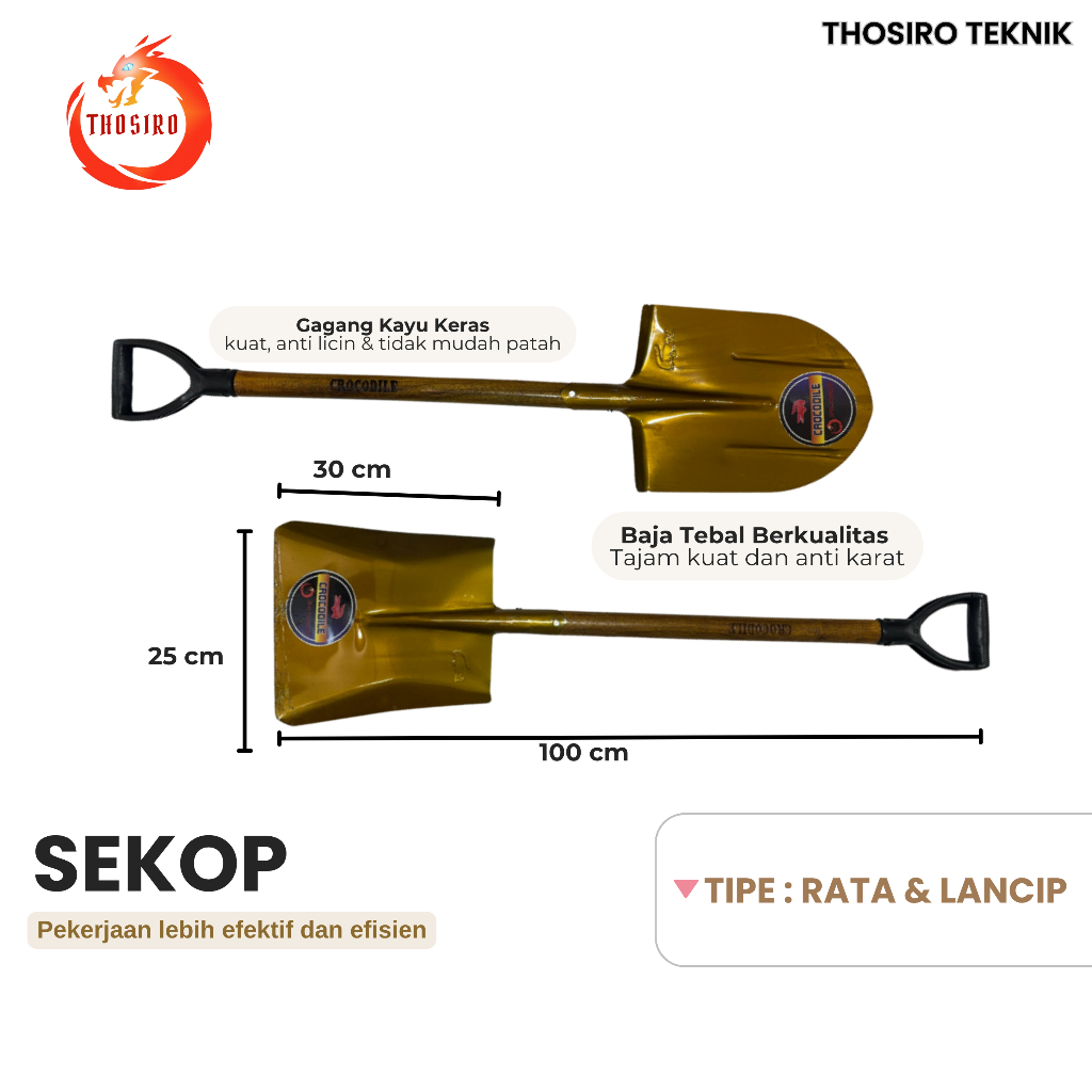 Jual THOSIRO Sekop Rata dan Lancip Baja Kokoh Berkualitas Tinggi Cocok ...