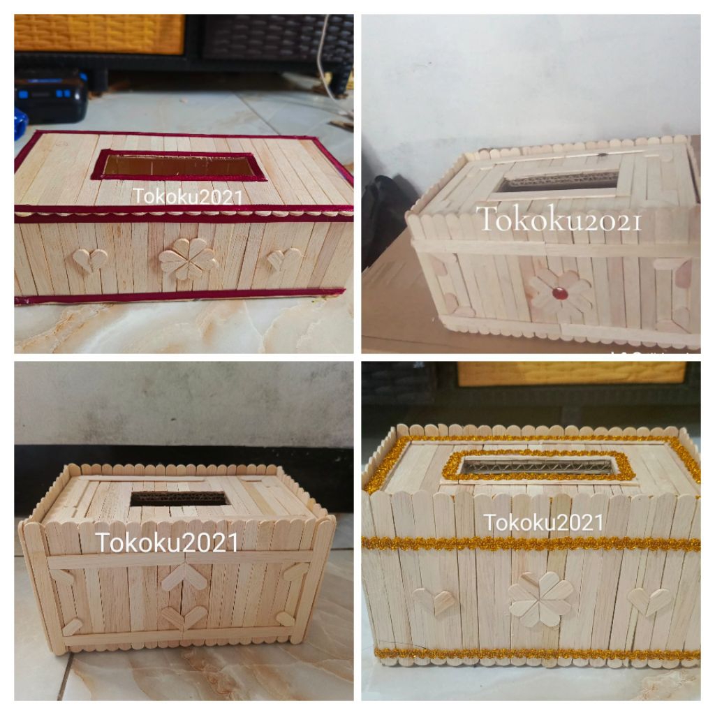 kerajinan tangan prakarya stik es krim kotak tisu / tempat tisu