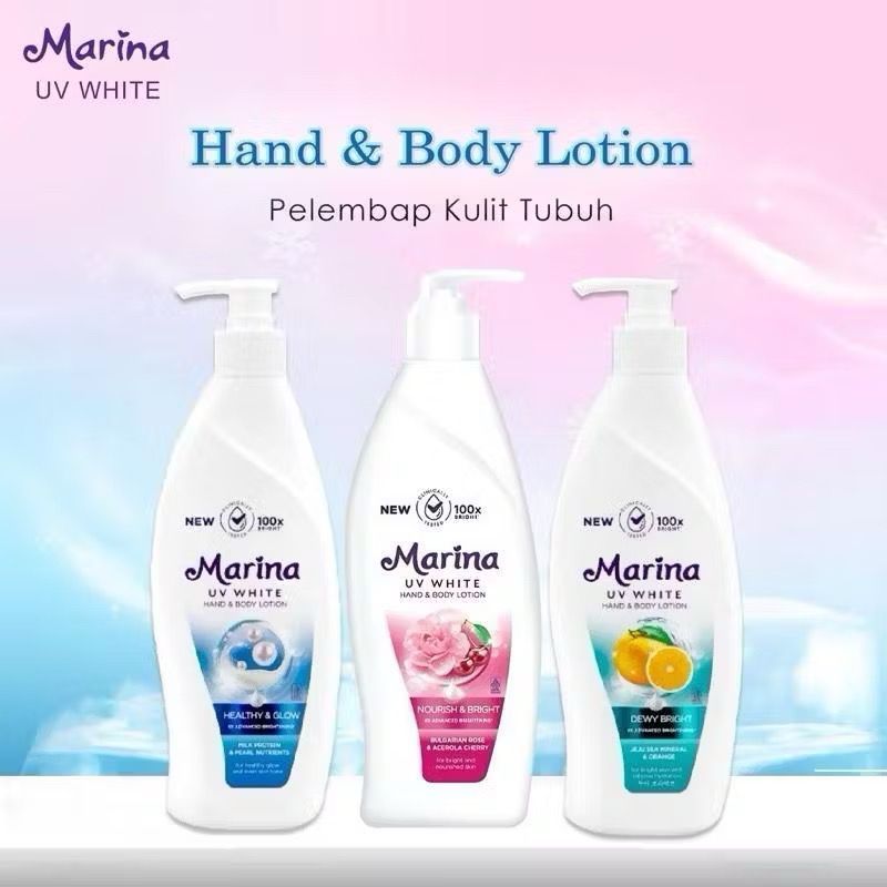Jual Marina Hand Body Lotion UV White 350ml botol Pump | Shopee Indonesia