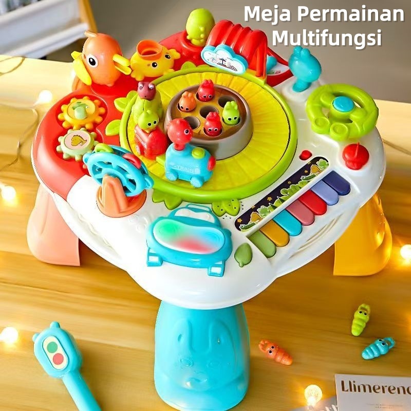 meja musik bayi dengan fitur bongkar pasang balok permainan