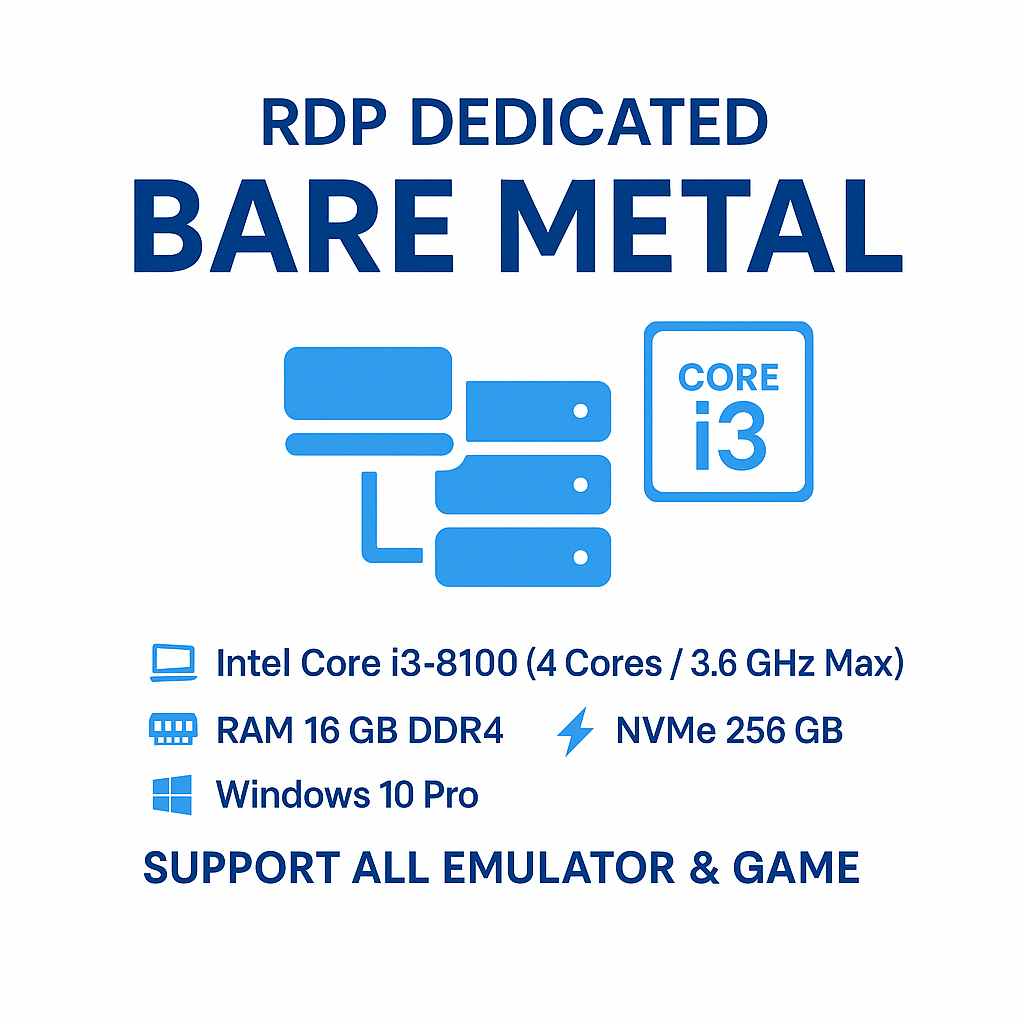 Jual RDP Dedicated / Bare Metal Super Cepat ⚡ Intel Core i3-8100 | 16GB ...