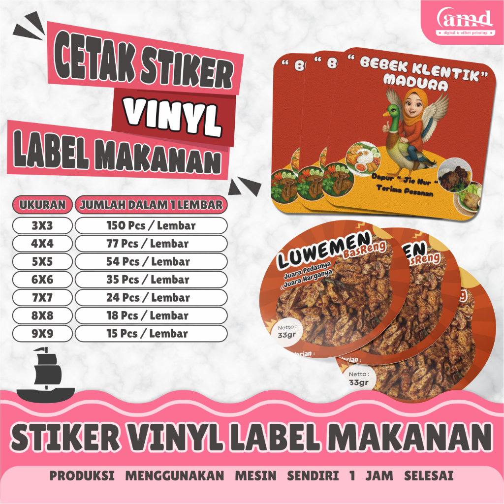 Jual CETAK STIKER VINYL GLOSY LABEL KOTAK PERSEGI ANTI AIR STICKER ...