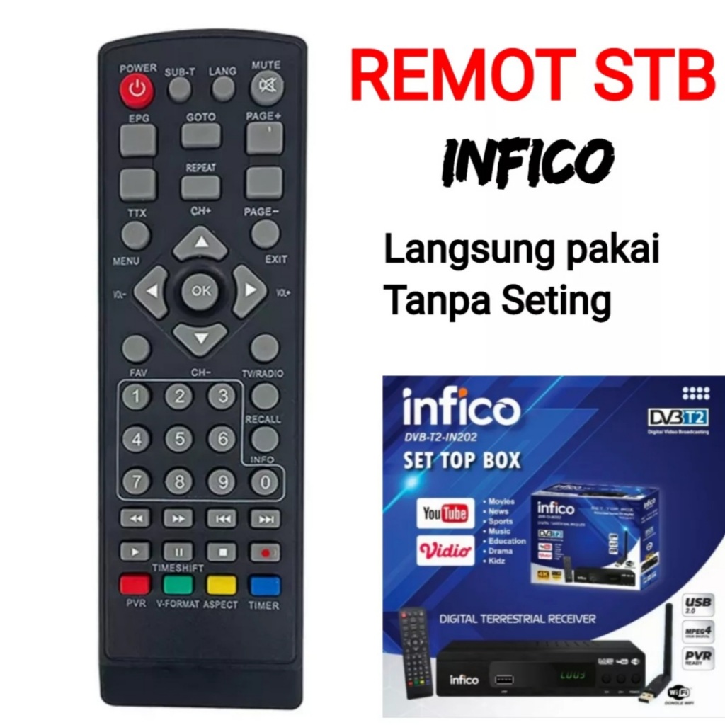 Jual Remot Set top box DVB T2 Universal Mulfifungsi Remote Control ...