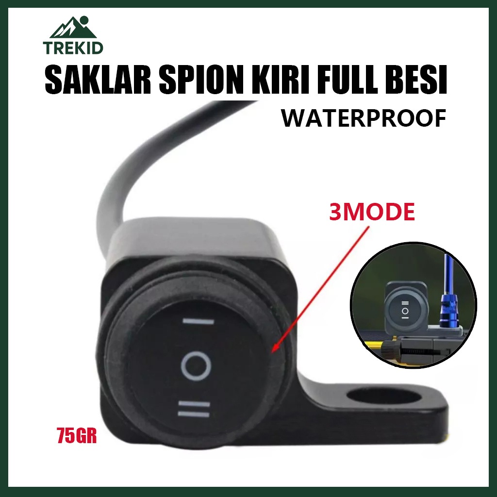 Saklar Spion Kiri-Kanan 3 Mode On-On-Off – Full Besi & ABS Waterproof, Universal, Lampu Tembak 2 Mode Jauh & Dekat, COD Tersedia