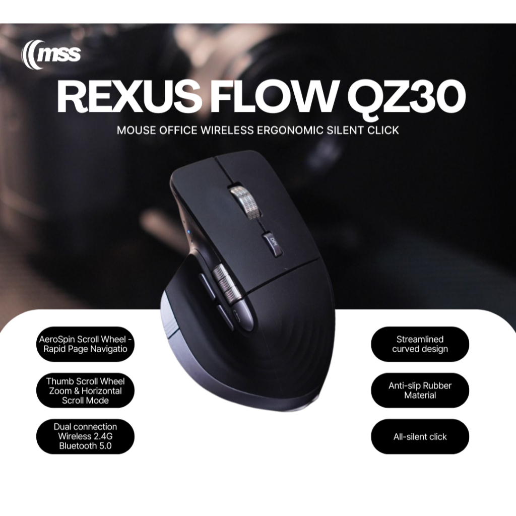 Jual Rexus QZ30 Wireless Mouse Bluetooth Ergonomic | Shopee Indonesia