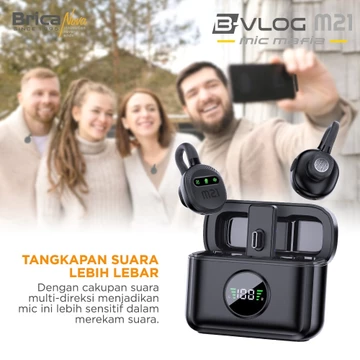 Brica B VLOG M21 Dual Wireless Microphone Clip On Mic Vlog With Charging Case BVLOG