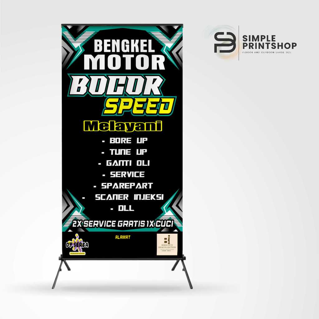 Jual banner 50x100 cm spanduk bengkel motor speed racing custom desain ...