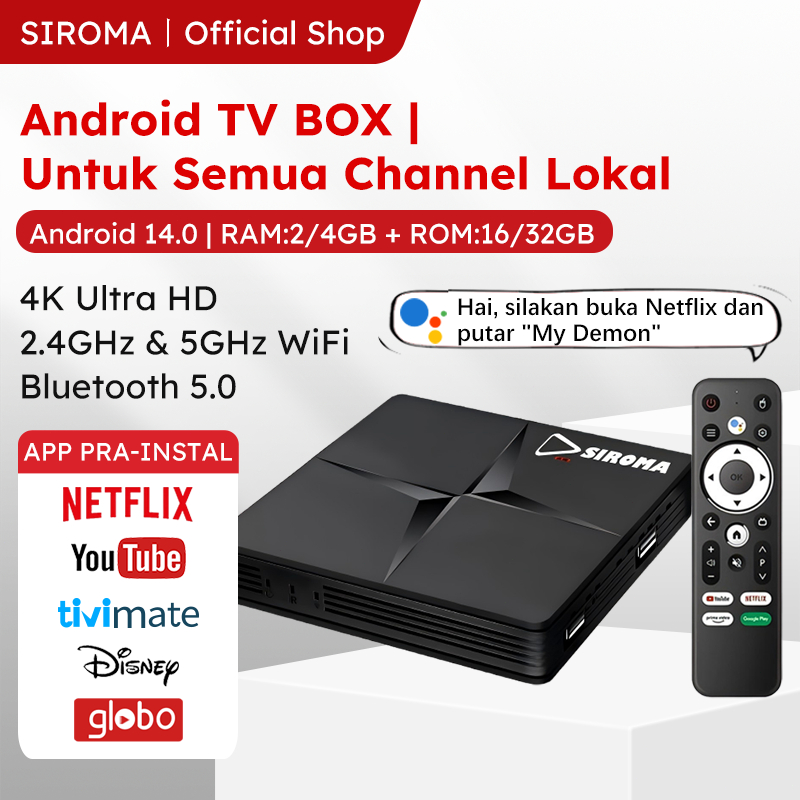 Jual SIROMA Android Tv Box Mini 4K UHD Android 14 OS Smart Tv Box WiFi ...
