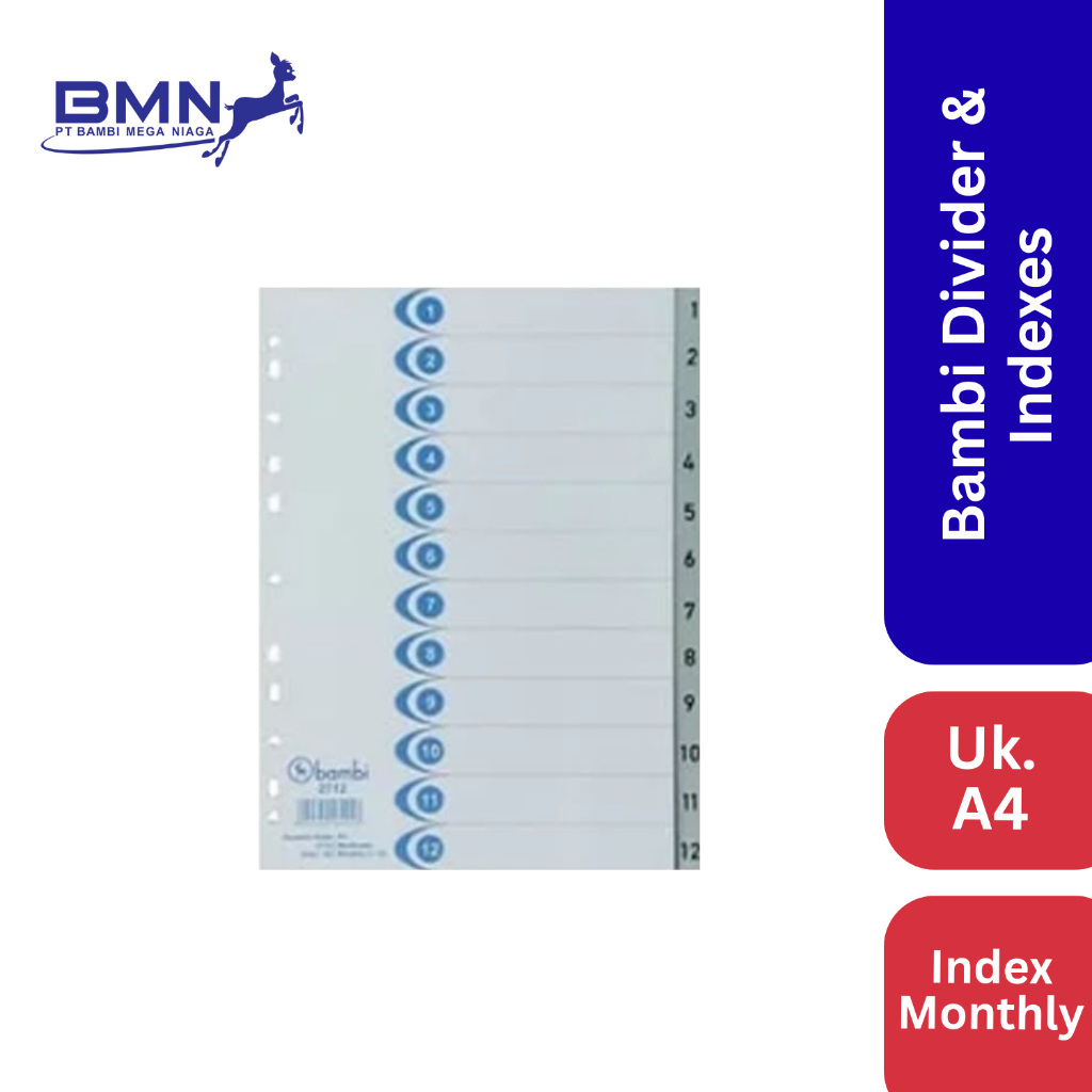 Jual Bambi Isi Binder A4 Divider & Indexes Numeric Index 1-12 Monthly ...