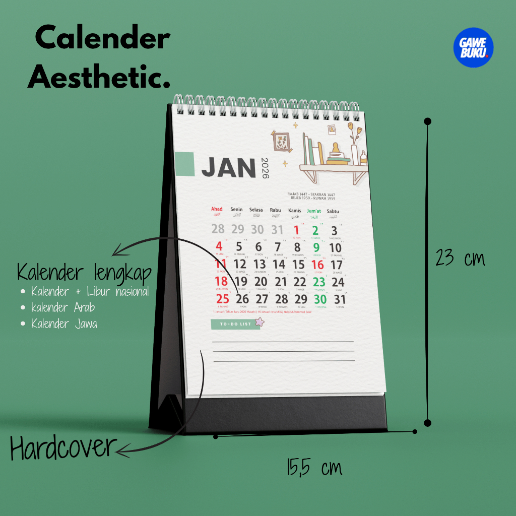 Jual Kalender Meja Lengkap 2026 POTRAIT Simple Aesthetic (KACU 3)– Ring ...