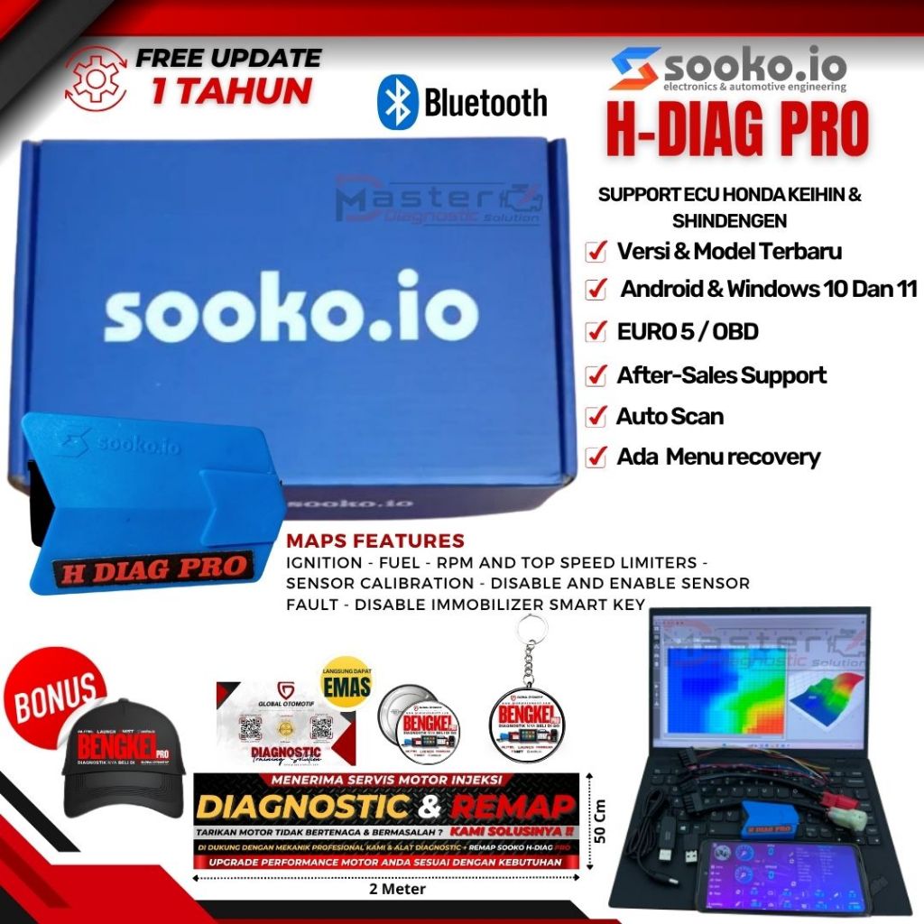 Jual Scanner Motor Injeksi Versi Android dan Laptop IQUTECHE HDiag Pro ...