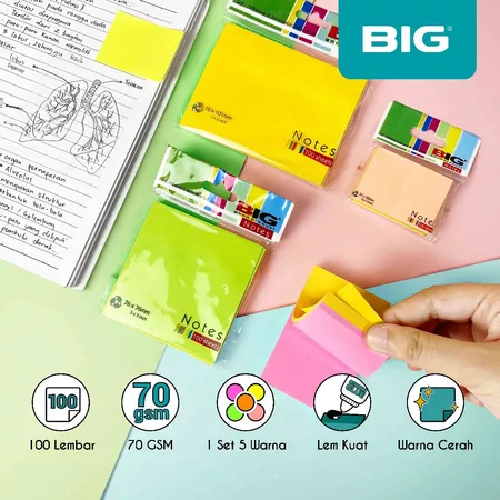 Jual BIG Sticky Notes Warna/ Note Kertas/ Memo Tempel Tumpuk 4 warna ...