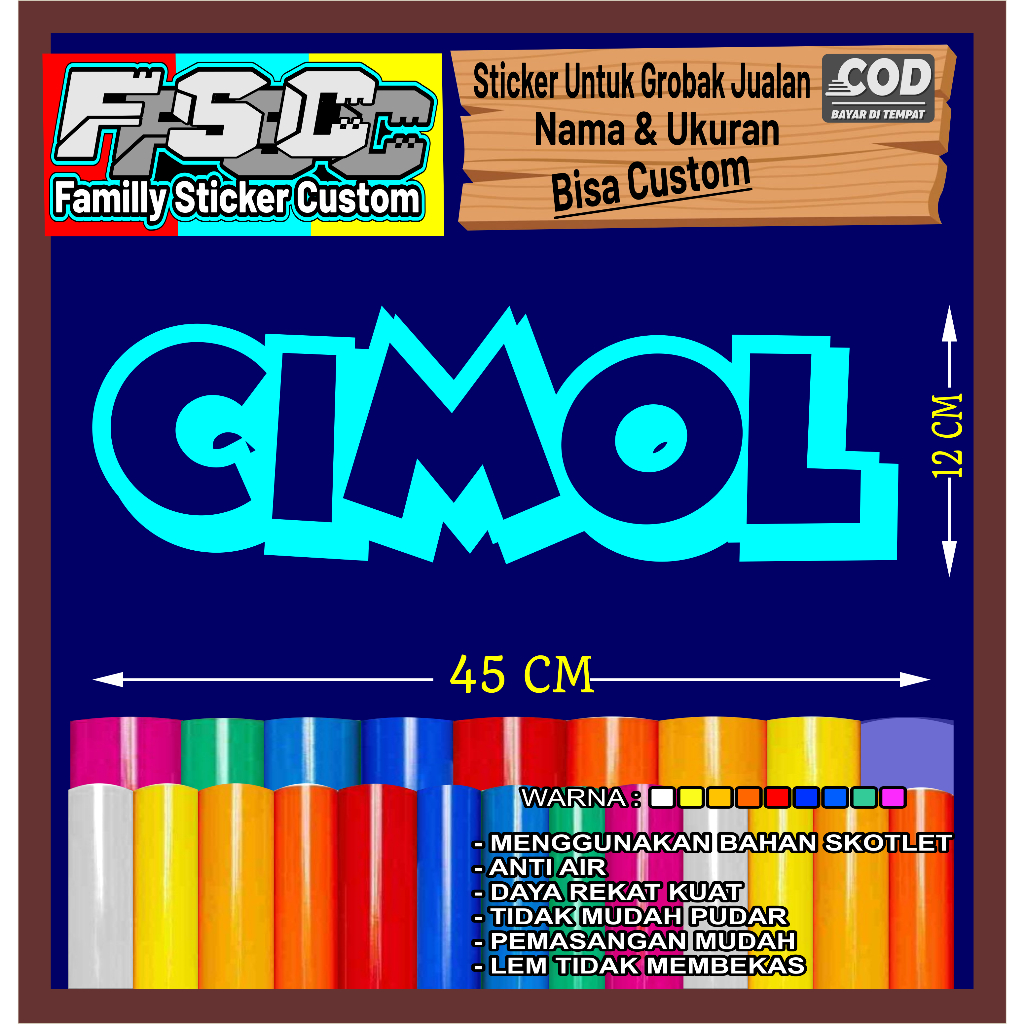 Jual STIKER CIMOL ANTI AIR BUAT DI GROBAK/ETALASE JUALAN | Shopee Indonesia
