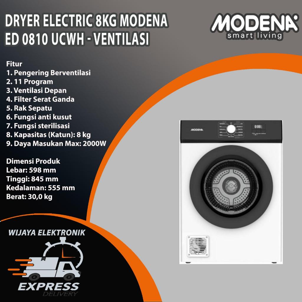 Jual Modena ED 0810 UCWH - Mesin Dryer 8kg Ventilasi bukaan Depan Anti ...