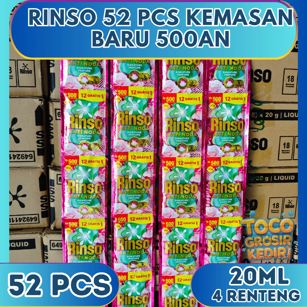 Jual 52 PCS RINSO RENTENG 20ML 500AN ANTI NODA AROMA SEGAR (JATIM ...