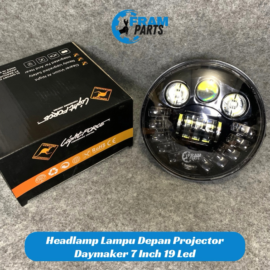 Jual Headlamp Lampu Depan Projector Daymaker 7 Inch 19 Led Radiance ...