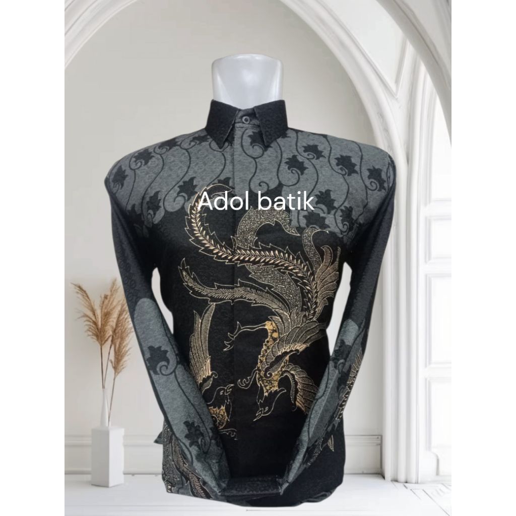 Jual BATIK SERAT DOBBY PREMIUM 082 HITAM GOLD lapisan furing hero ...