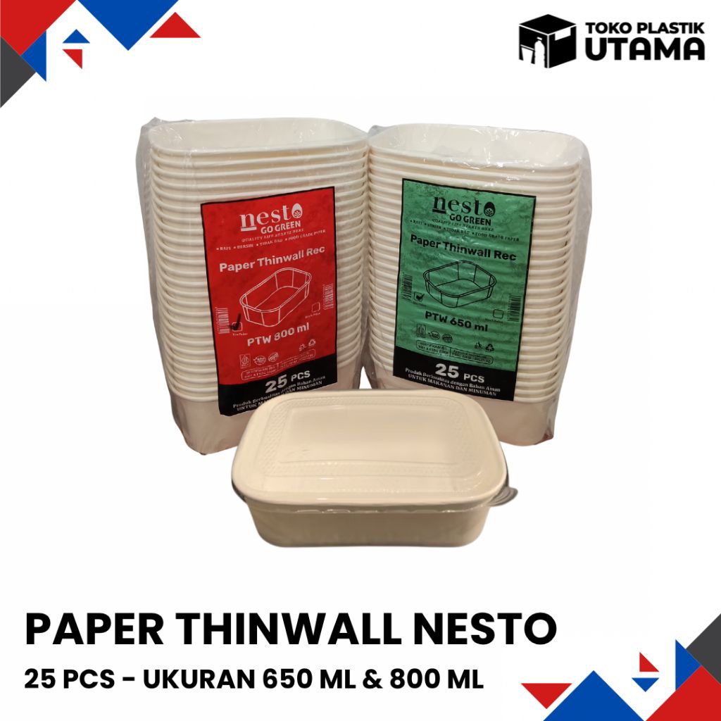Jual Paper Thinwall Rectangle Putih Nesto 650ml 800ml Kraft Coklat ...