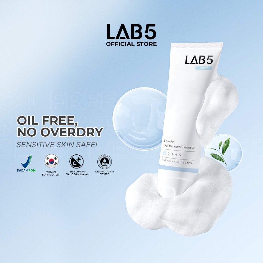 Jual LAB5 Gel to Foam CLEANSER Non SLS+ LowPH Facial Wash utuk acne ...