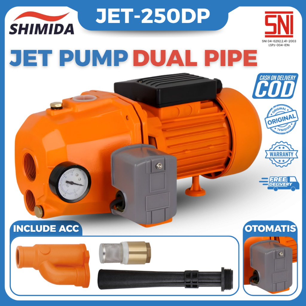 Jual SHIMIDA Pompa Air JetPump JET-250DP OTOMATIS Mesin JET PUMP Sumur ...