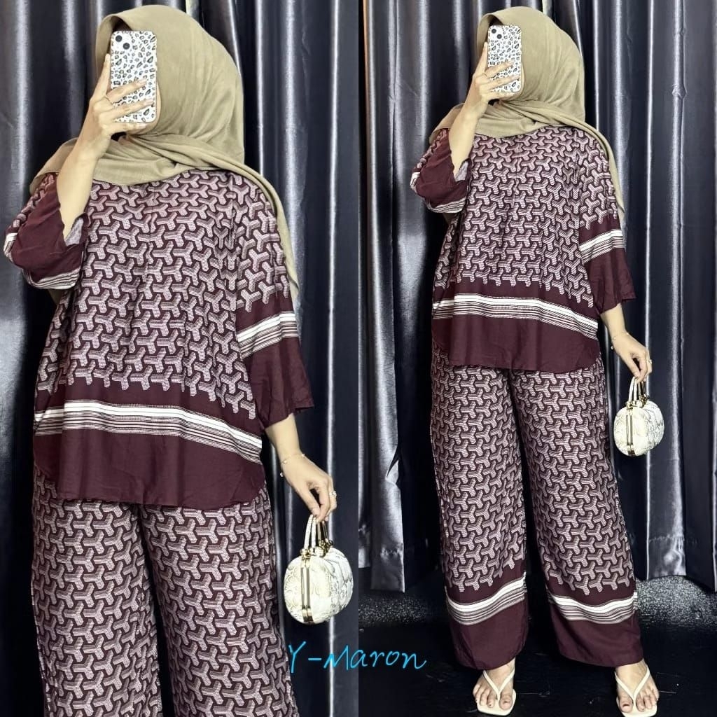 Setelan Celana One Set Rayon Premium Wanita Teebaru Jumbo - foto 2