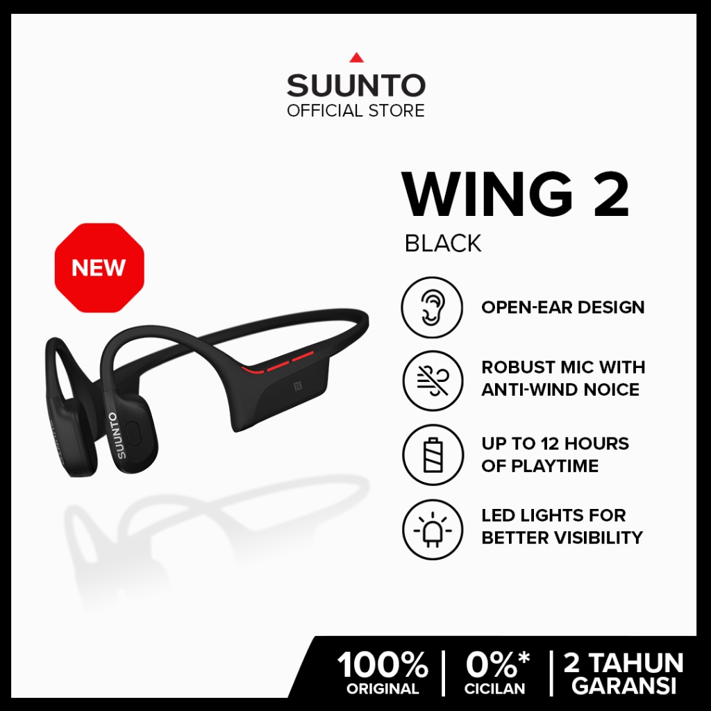 Jual Suunto Wing 2 Black - Open-Ear Bone-Conduction Headphone | IP66 ...