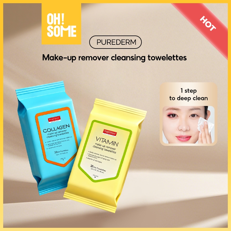 OHSOME—[BPOM] Purederm make-up remover cleansing towelettes set / Tisu Pembersih Makeup 30pcs