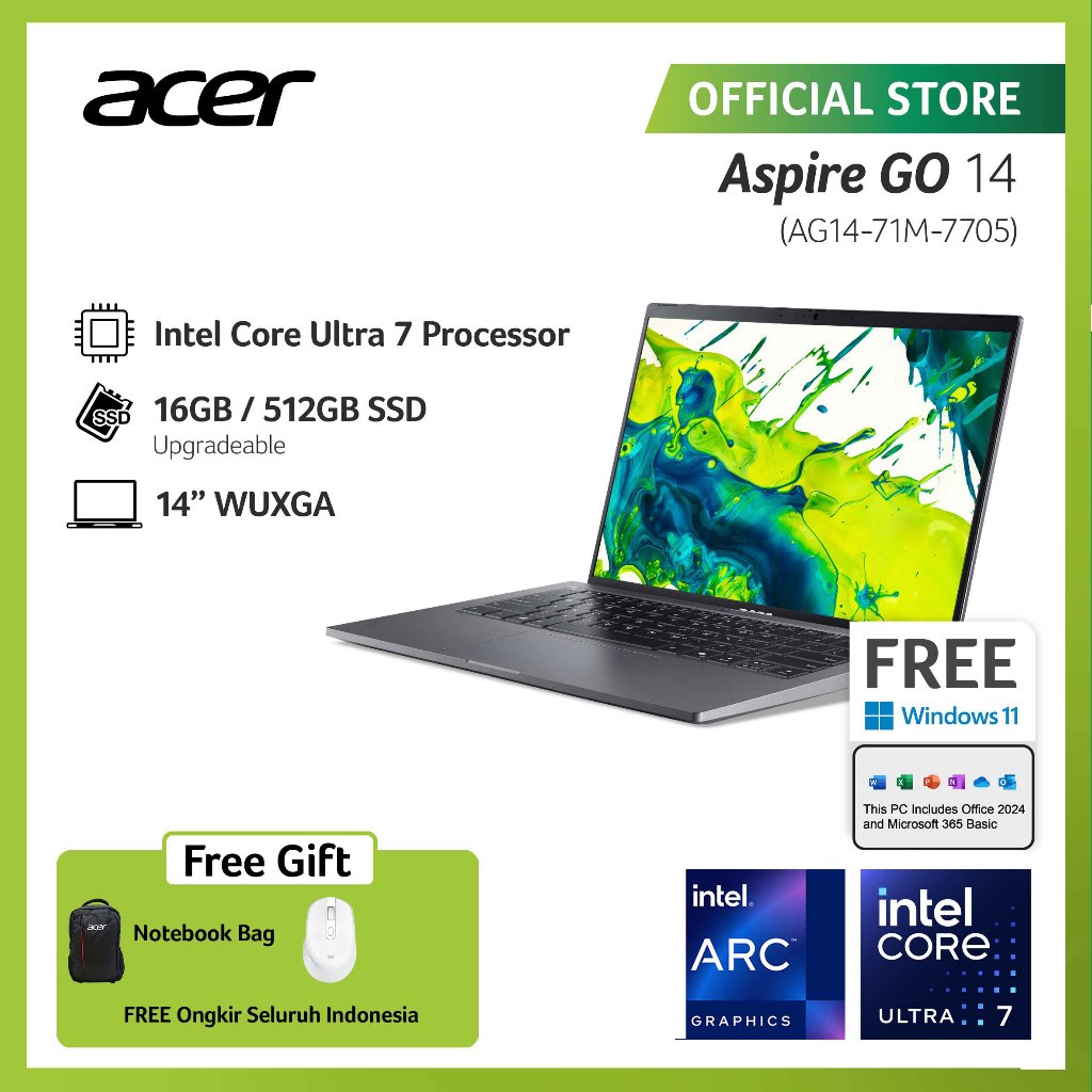 Jual (FREE MOUSE WIRELESS) ACER LAPTOP ASPIRE GO 14 AG14-71M-7705 14 ...