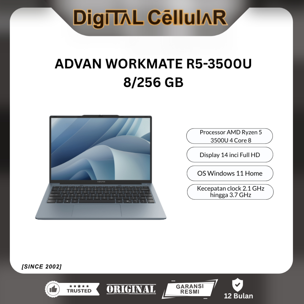 Jual LAPTOP ADVAN WORKMATE R5-3500U 8/256 GB GARANSI RESMI | Shopee ...