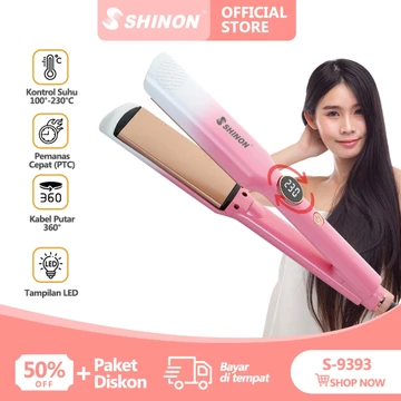 SHINON SH 9149 2 In 1 Catokan Curly Rambut Wanita Straightener Curler Pelurus Rambut Ion