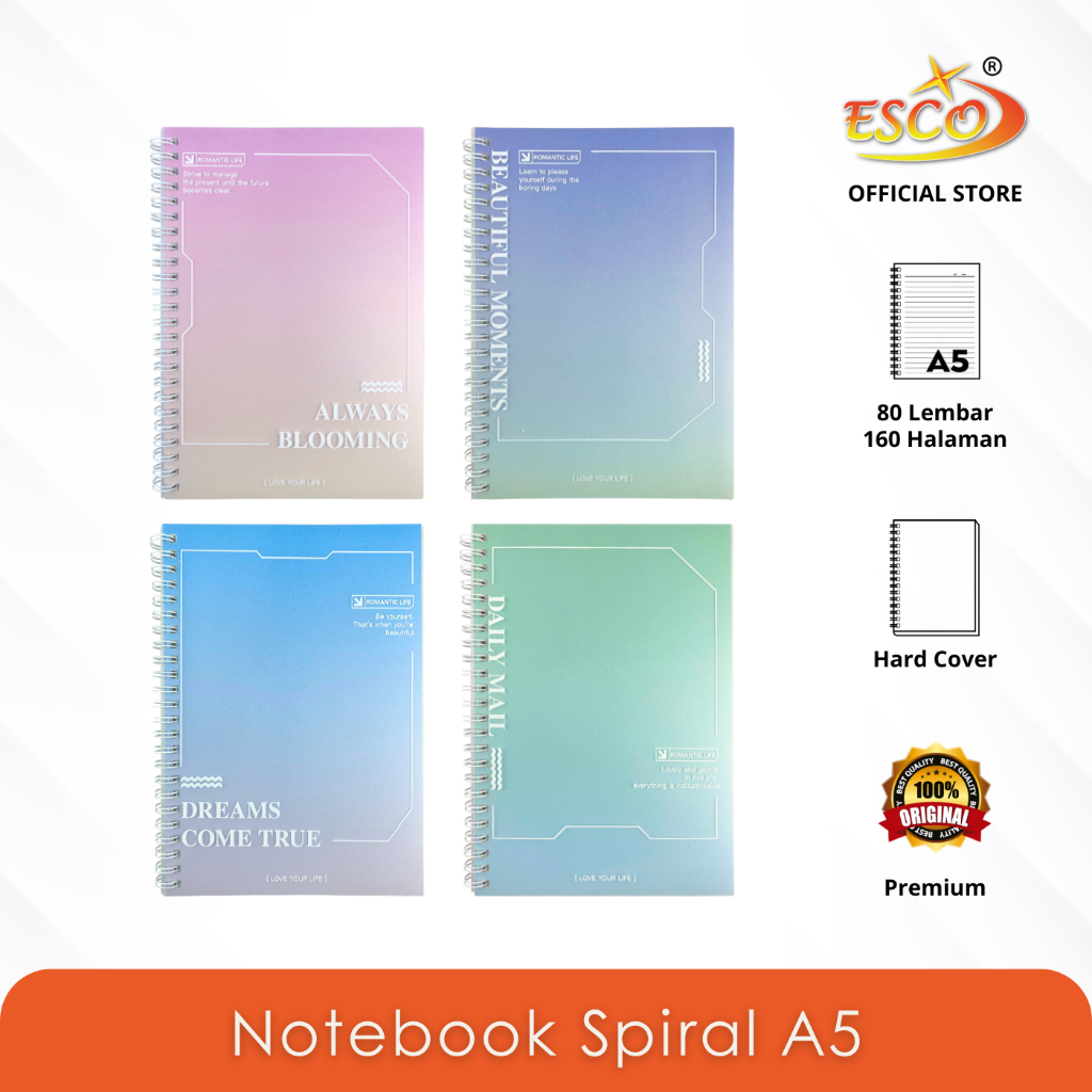 Jual Esco Notebook Spiral A5 - Buku Catatan 70 Lembar Motif Gradient ...