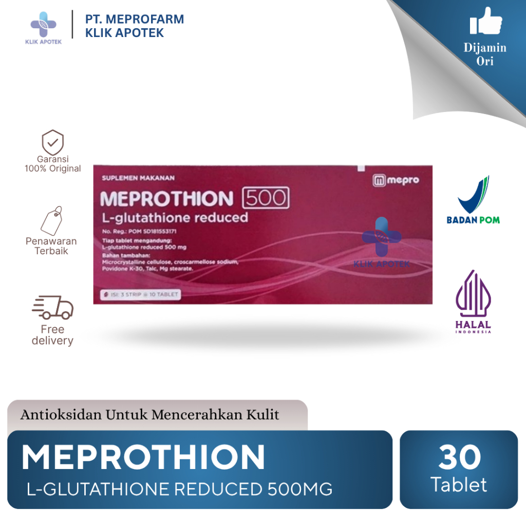 Jual MEPROTHION L-Glutathione 500mg 1 box (isi 3 strip) | Shopee Indonesia