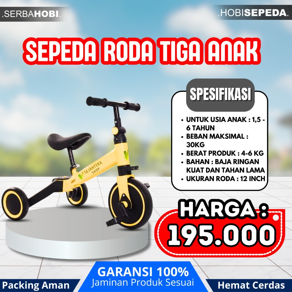 Jual Sepeda Anak Roda Tiga/Cocok Untuk Hadiah/Souvenir/Ulang Tahun/Best ...