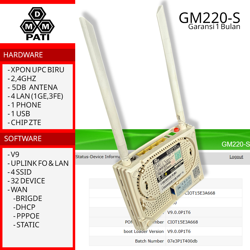 Jual GM220S M22X V9 Xpon Modem Router WiFi ONT ONU MDM Fiber | Shopee ...