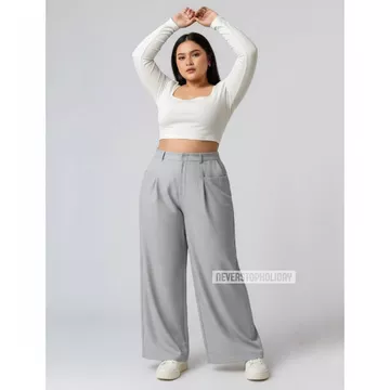 Celana ELENA Kulot Wanita High Waist Jumbo Bahan Semiwol – Loose Pants Korea Casual Formal Anti
