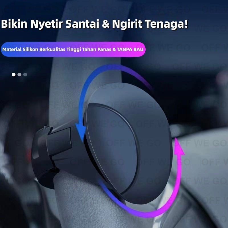 OFF WE GO Alat Bantu Setir Mobil Anti Licin - Material Silikon Halus 360° Putar + Desain Ergonomis Cocok Untuk Semua Mobil