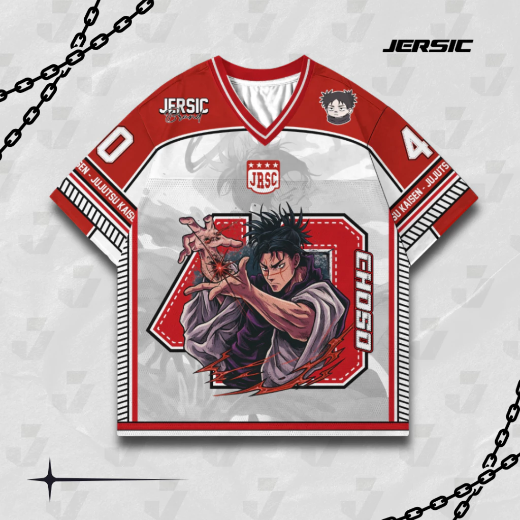 Jersey Jujutsu Kaisen Choso 40 Kaos Oversize Unisex untuk Pria dan Wanita, Gaya Sport Menarik!
