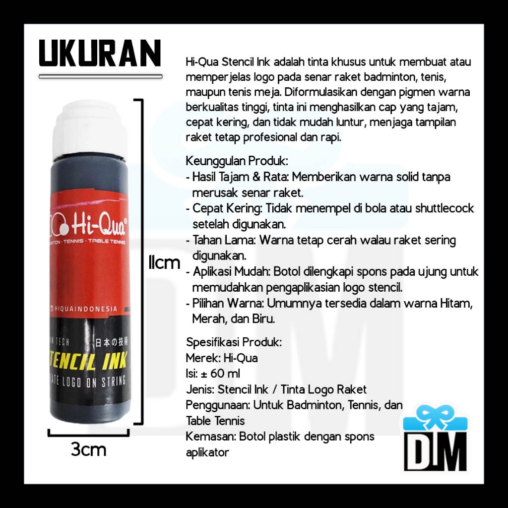 Jual Stencil Ink Tinta Senar Raket Badminton Tenis Cat Raket Sablon ...