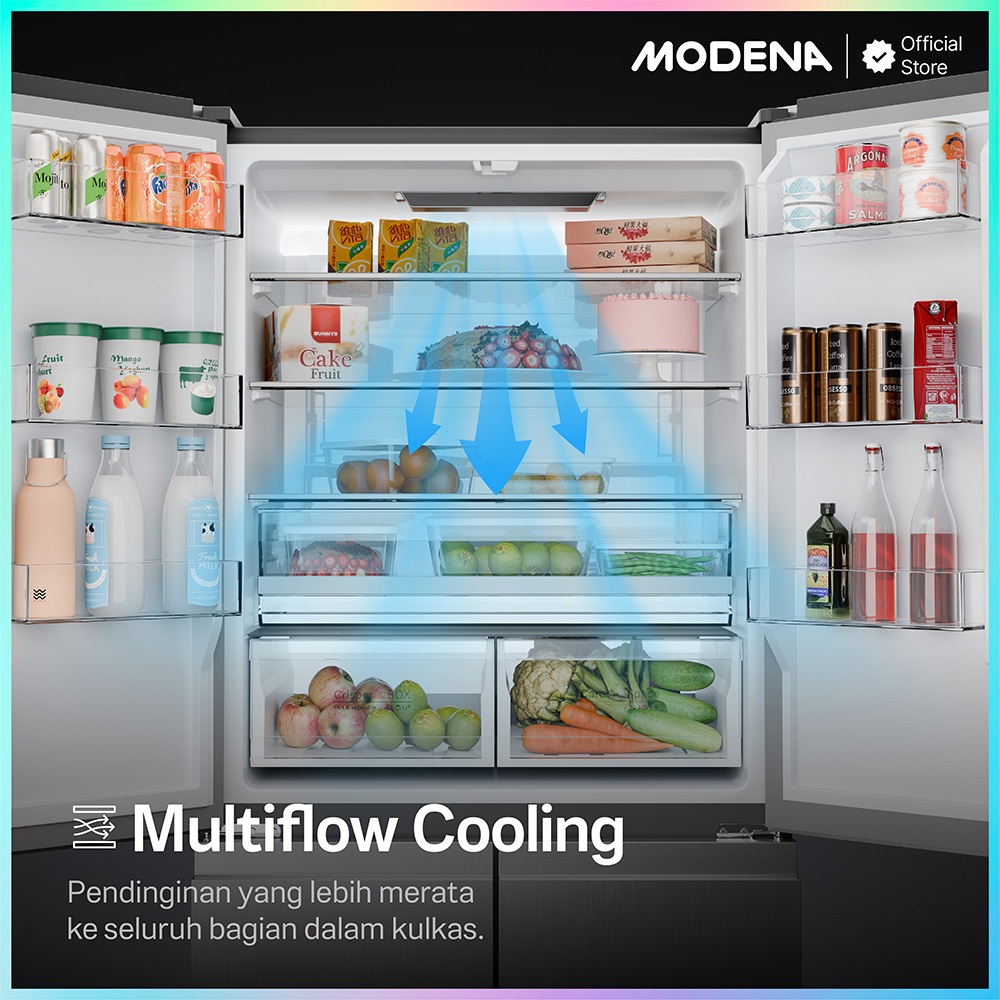 Jual MODENA Silver Multi Door Refrigerator 431L PowerHub™ Inverter - RF ...