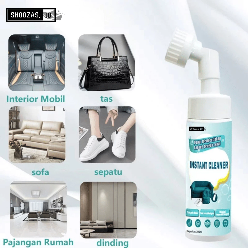 Botol pembersih sepatu instan SHOOZAS Foam Shoes Cleaner 120ml beserta busa pembersih aktif