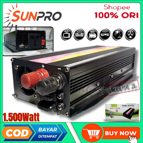 Jual Power Inverter Sunpro SDA 1500W Rubah DC 12V menjadi AC 220V ...