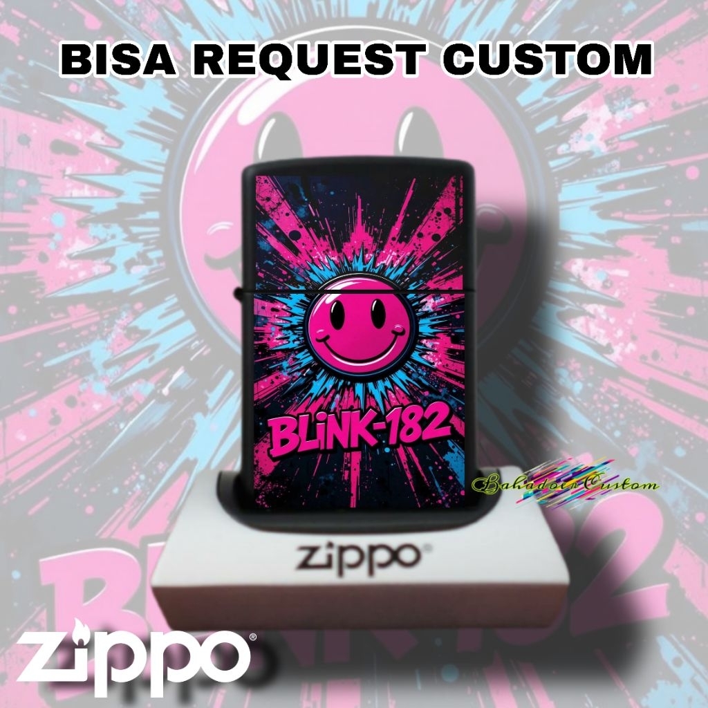 Jual ZIPPO CUSTOM BLACK MATTE CUSTOM PRINT UV BLINK 182 BISA REQUEST ...