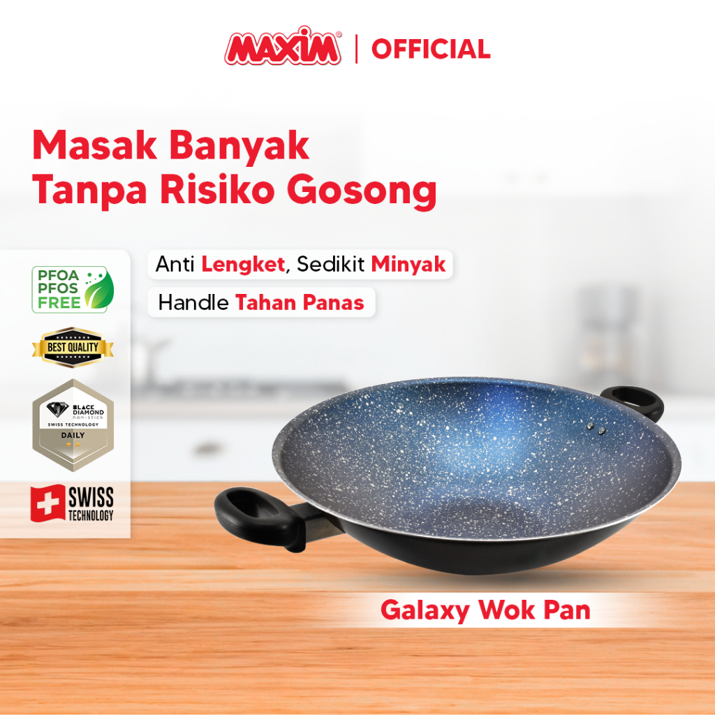 Jual Maxim Galaxy Wajan Anti Lengket Teflon 30cm Wok | Shopee Indonesia